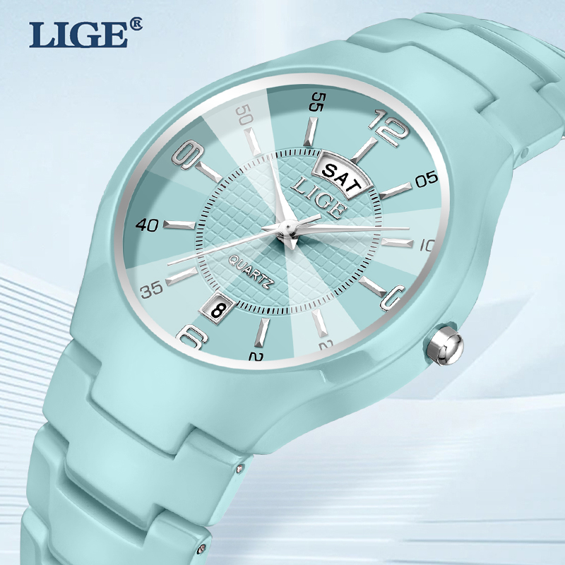 Luxury Ceramic Watch - Элегантные женские часы LIGE: модные, люксовые,