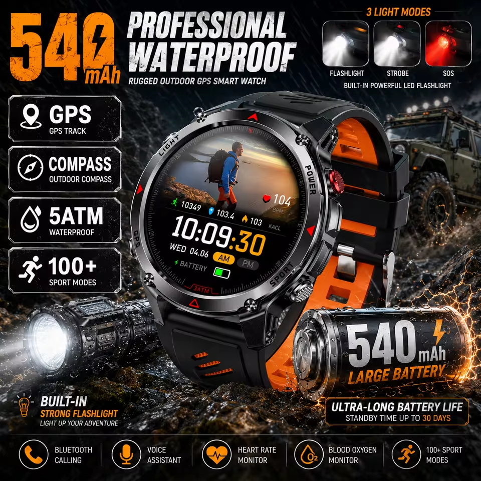 Altimeter Compass Watch - Военные умные часы с GPS, 540