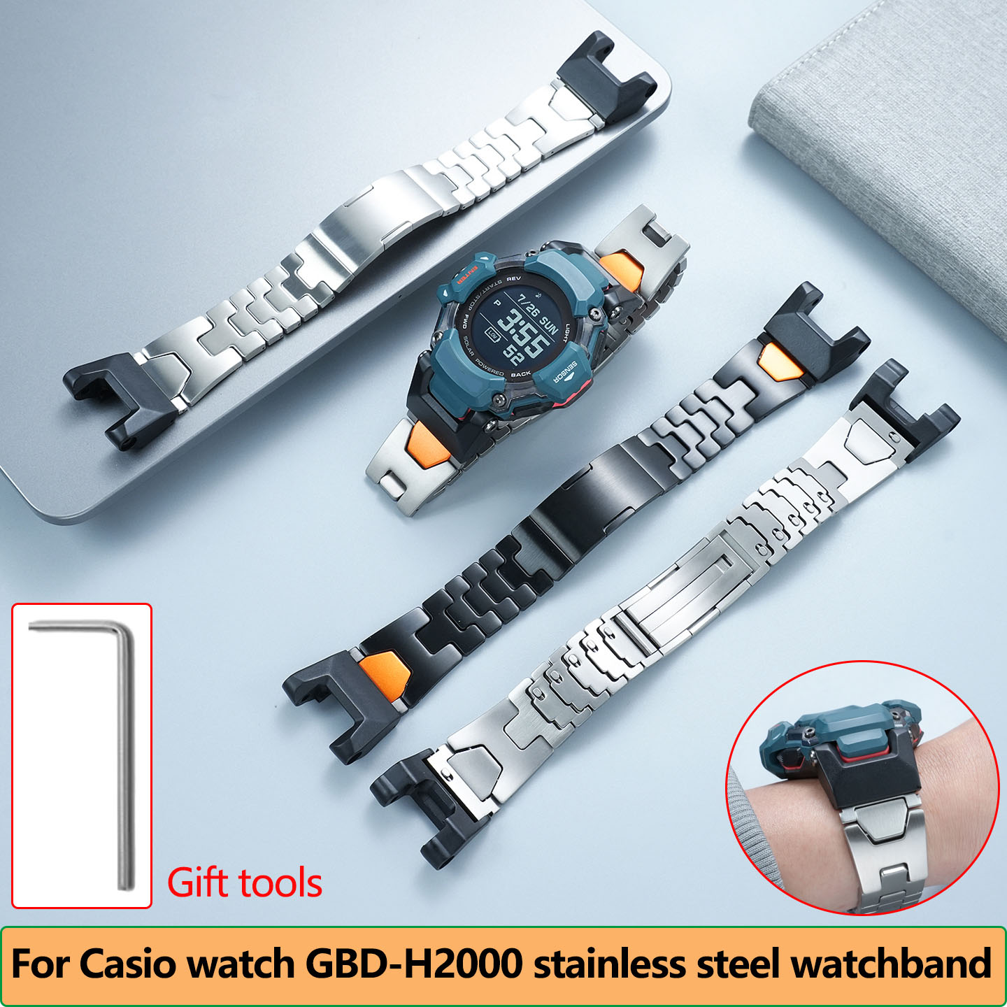 Casio Watches Smartwatch - Водонепроницаемый металлический браслет GBD-H2000 для умных