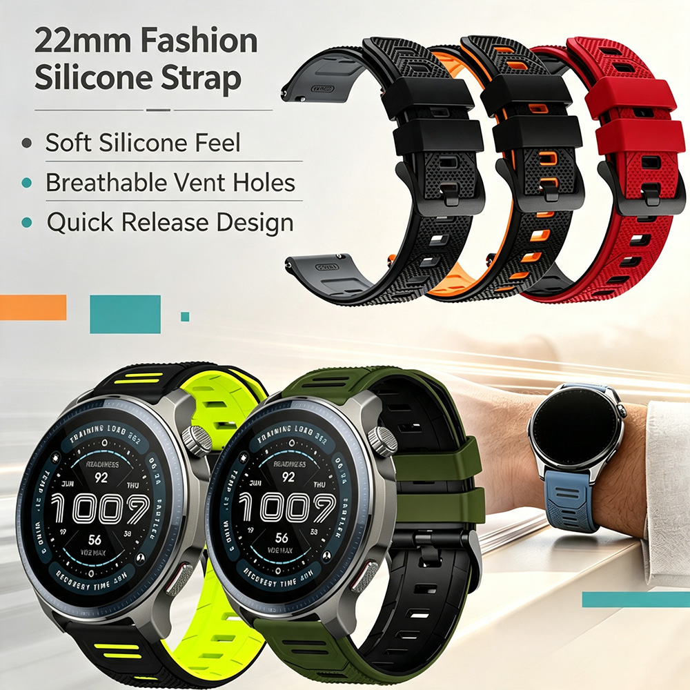 Smartwatch Stylish Watches For Women - 22-мм двухцветный силиконовый ремешок для часов,