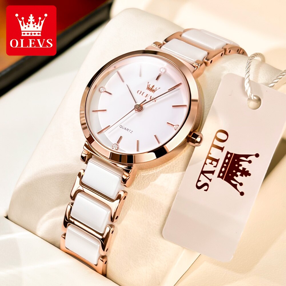 Luxury Ceramic Watch - Женские кварцевые часы с керамическим ремешком,