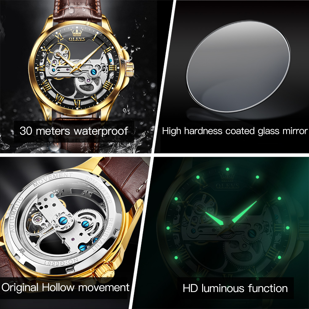 Часы OLEVS для пар, оригинальн – обзор и цена Skeleton Mechanical Watch